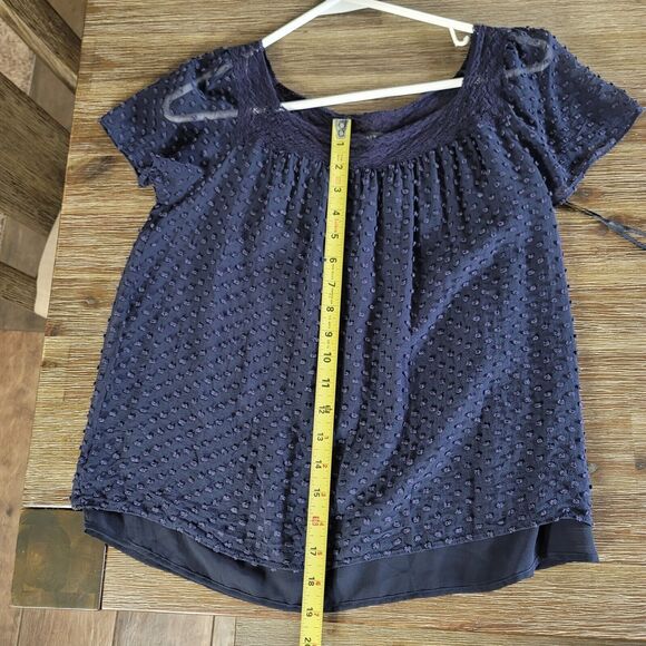 J.Crew Women's Navy Square Neck Size 4 Popcorn Blouse - Picture 5 of 5